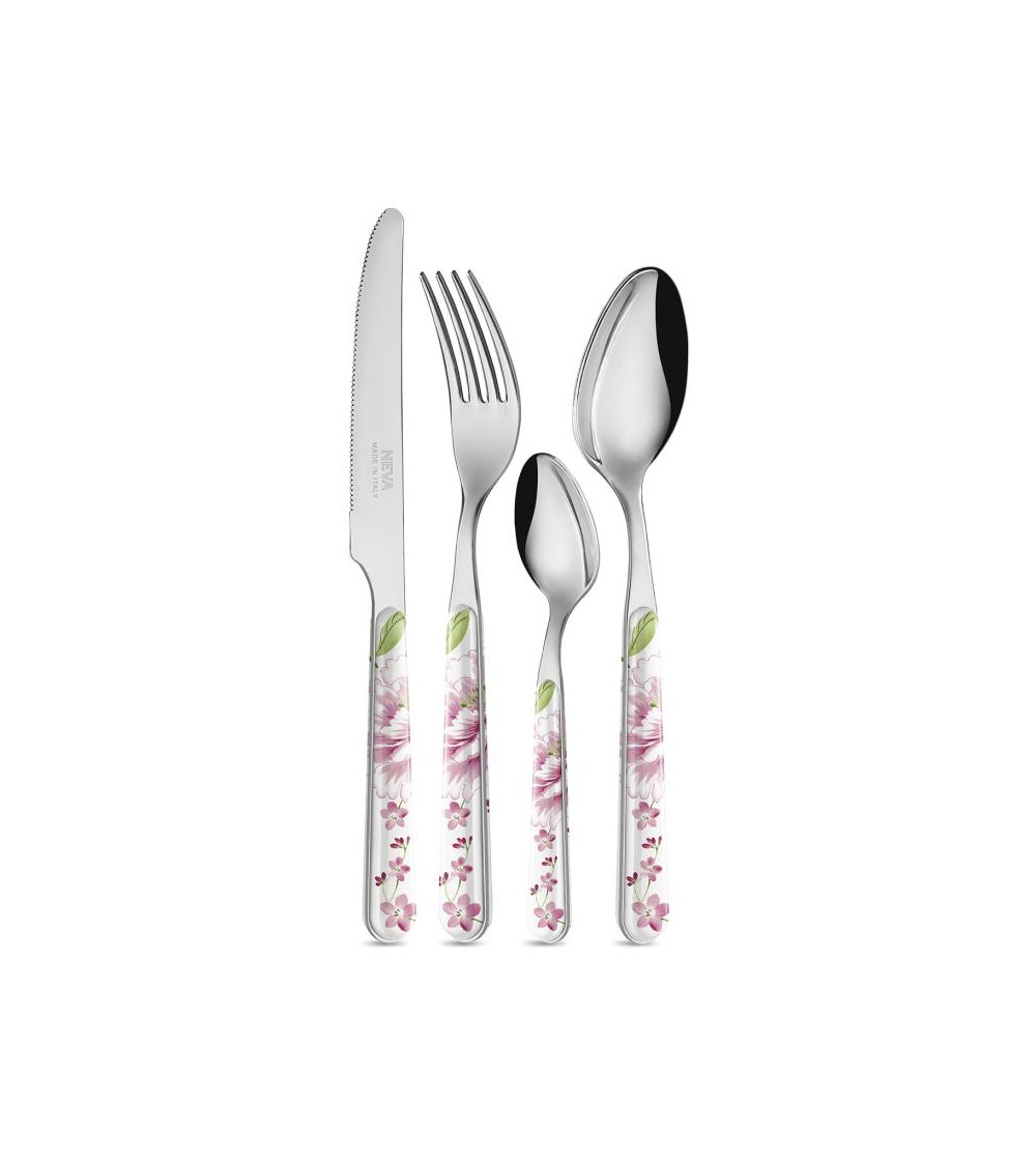 Set 24 Pezzi Posate Provenzali - Vintage Floreal Rosa - 