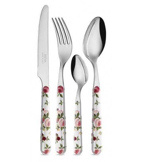 24-teiliges Set Besteck Provencal - Rosen Rot und Pink - 