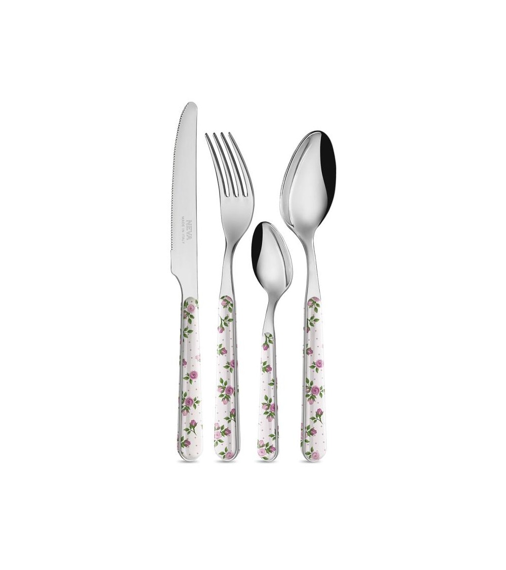 Set 24 Pezzi Posate Provenzali - Roses Rosa Scuro - 