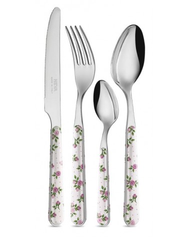 Set 24 Pezzi Posate Provenzali - Roses Rosa Scuro - 