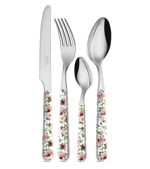 Set 24 Pezzi Posate Provenzali - Roses Rosa - 