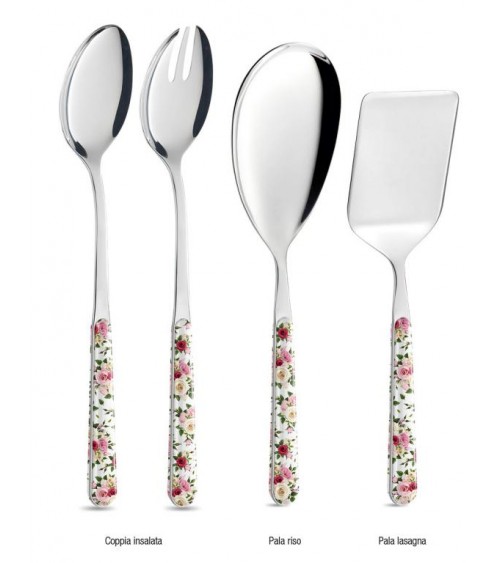 Roses Rosa - Set 4 Pezzi Posate da Portata - 