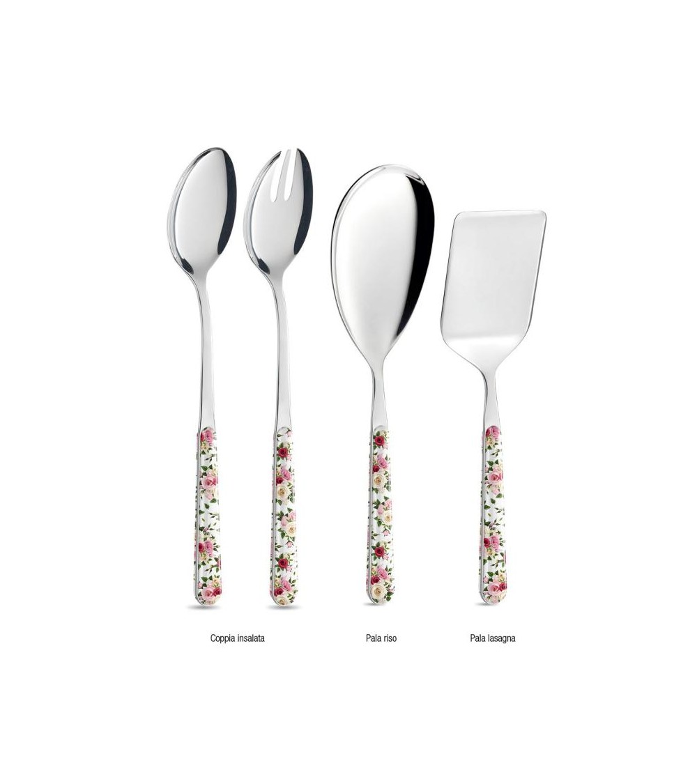 Roses Rosa - Set 4 Pezzi Posate da Portata - 