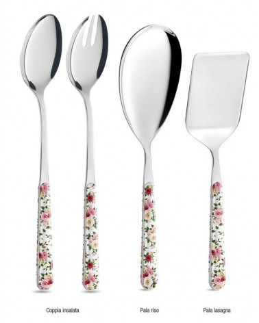 Roses Rosa - Set 4 Pezzi Posate da Portata - 