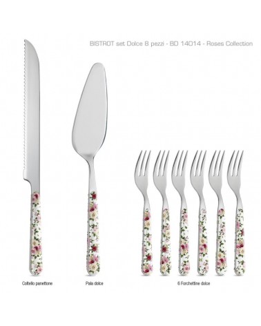 Set 8 Pz Posate da Dolce Shabby Chic - Roses Rosa - 