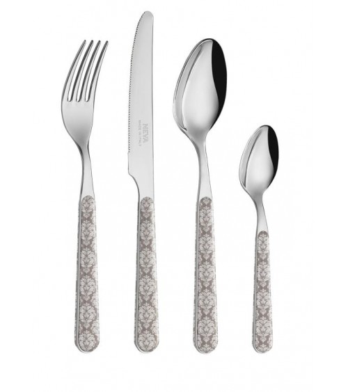 24-Piece Shabby Chic Cutlery Set - Light Gray Damask -  - 8053800187794