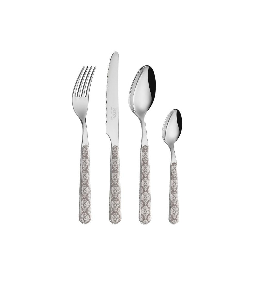 24-Piece Shabby Chic Cutlery Set - Light Gray Damask -  - 8053800187794