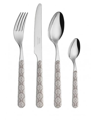 24-Piece Shabby Chic Cutlery Set - Light Gray Damask -  - 8053800187794