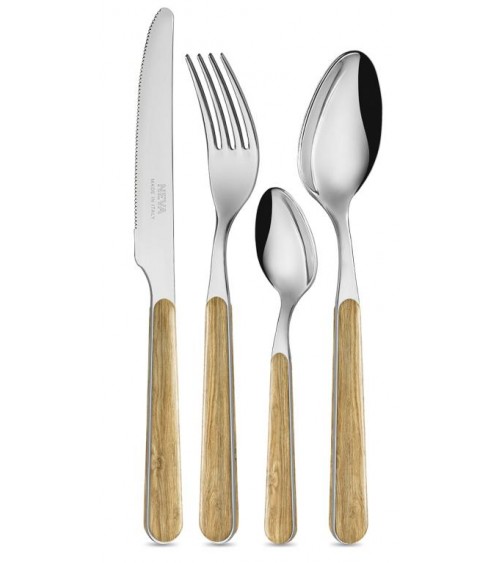 24-Piece Country Chic Cutlery Set - Light Pine Texture -  - 8054301504516