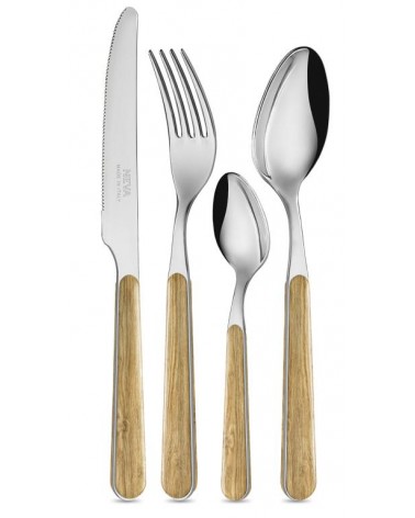 Set 24 Pezzi Posate Country Chic - Texture Pino Chiaro - 