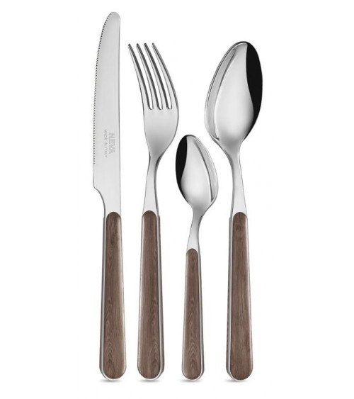 24-teiliges Country Chic Besteckset - Akazienstruktur - 