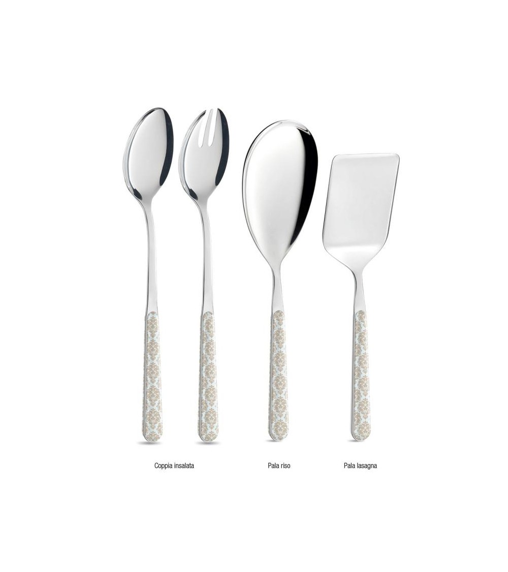 Light Blue Damask - Set of 4 Serving Cutlery -  - 8056600482335