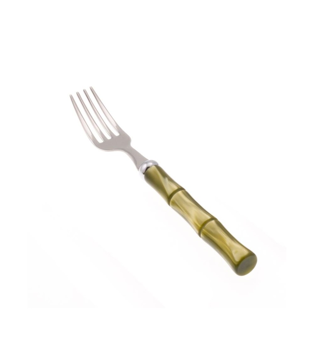 Manche en nacre de bambou - Coffret de 6 fourchettes à fruits - Rivadossi Sandro - vert olive