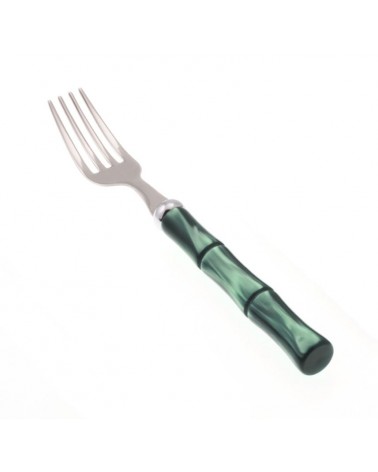 Bamboo Mother of Pearl Handle - Set of 6 Fruit Forks - Rivadossi Sandro - green