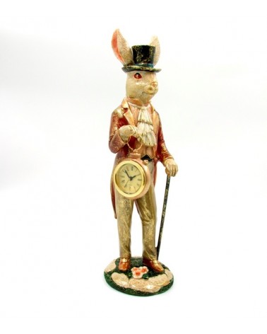Dekoratives Oster Kaninchen mit Stick und Uhr -