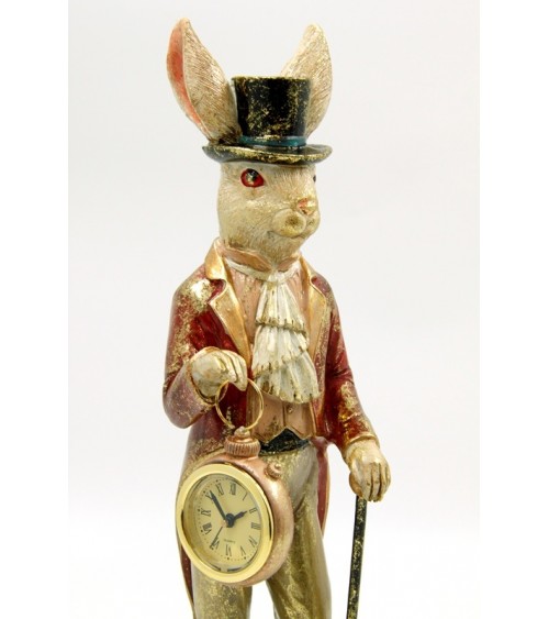 Coniglio Pasquale Decorativo con Bastone e Orologio - 