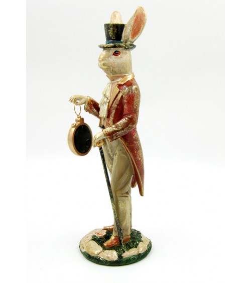 Coniglio Pasquale Decorativo con Bastone e Orologio - 
