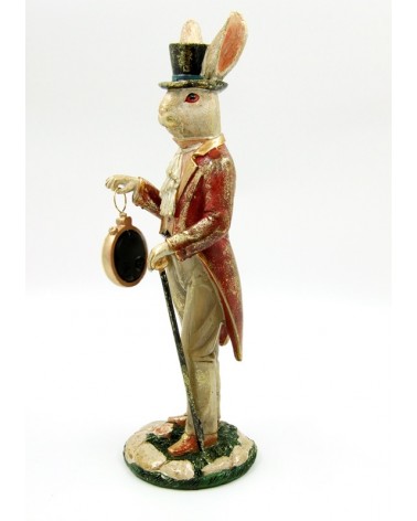 Coniglio Pasquale Decorativo con Bastone e Orologio - 