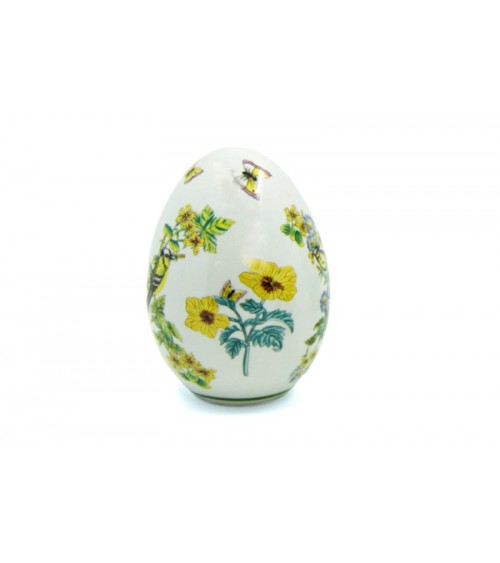 Vintage ceramic egg "yellow flowers with bird" - Royal Family -