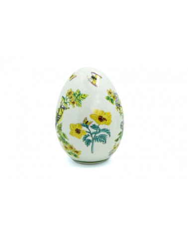 Vintage ceramic egg "yellow flowers with bird" - Royal Family -