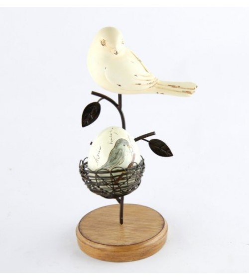 Ivory Bird with Vintage Metal Nest "Edition" - Famille royale -
