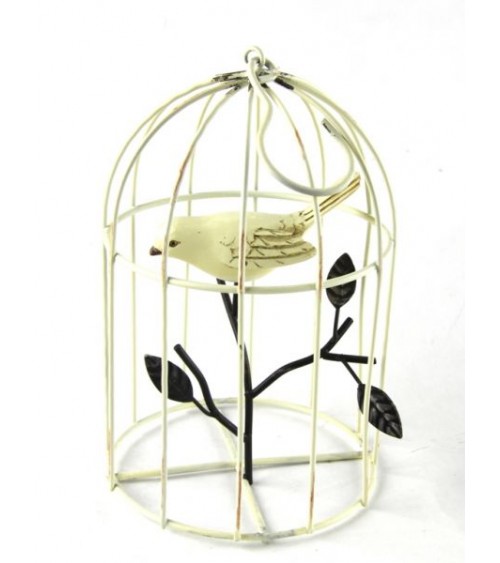 Cage métallique ivoire avec oiseau sur une branche vintage "Edition de Pâques" - Famille royale -