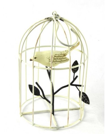 Gabbia in Metallo Avorio con Uccellino su Ramo Vintage "Easter Edition" - Royal Family - 