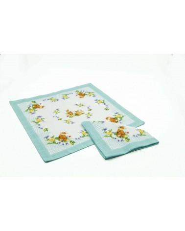 Pack 6 serviettes de Pâques en tissu "Saster Pâques" - Famille royale -