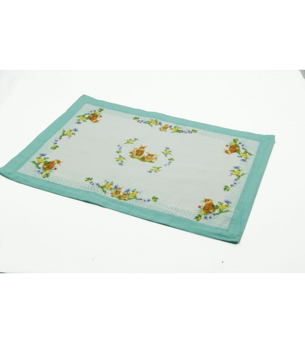 Ensemble 2 nappes américaines de Pâques en tissu "Saster Pâques" - Famille royale -