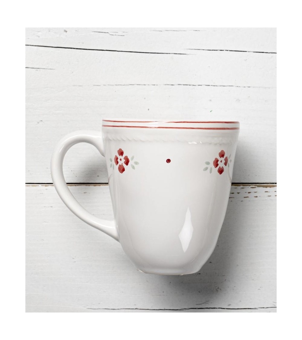 Mug style provençal décoré de fleurs rouges - 
