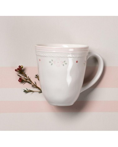 Shabby Chic Keramikbecher mit rosa Blumen – Luxe Lodge - 