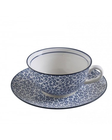 Coupe avec plaque de céramique décorée de fleur bleue "Spring japonais" - 