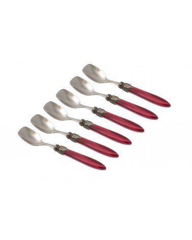 Set 6 Pcs Ice Cream Spoons - Laura - Pearly Handle - Rivadossi Sandro -  - 