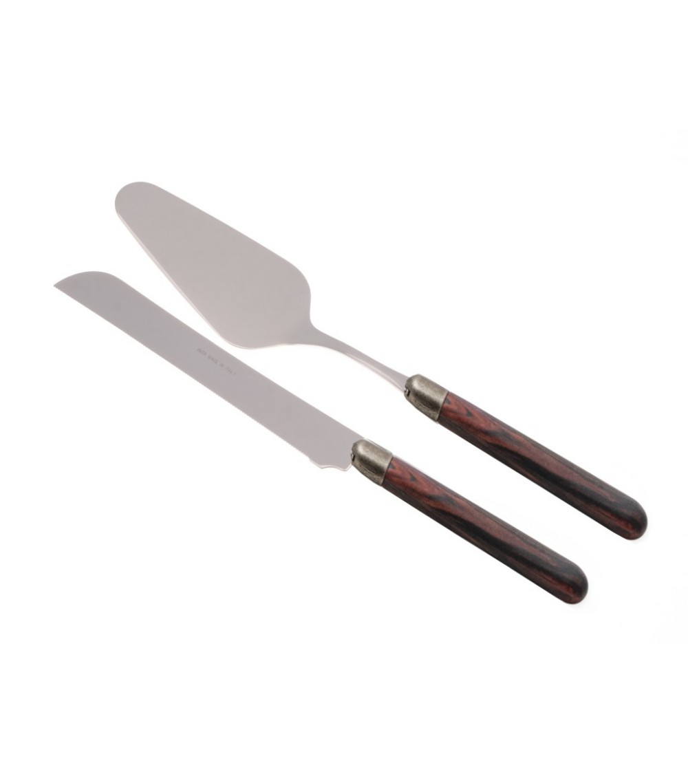 Cortina Set 2 Pezzi Pala e Coltello Torta - Manico Effetto Legno - 