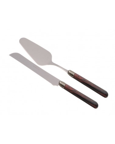 Cortina Set 2 Pièces Pelle et Couteau à Gâteau - Manche Effet Bois - 