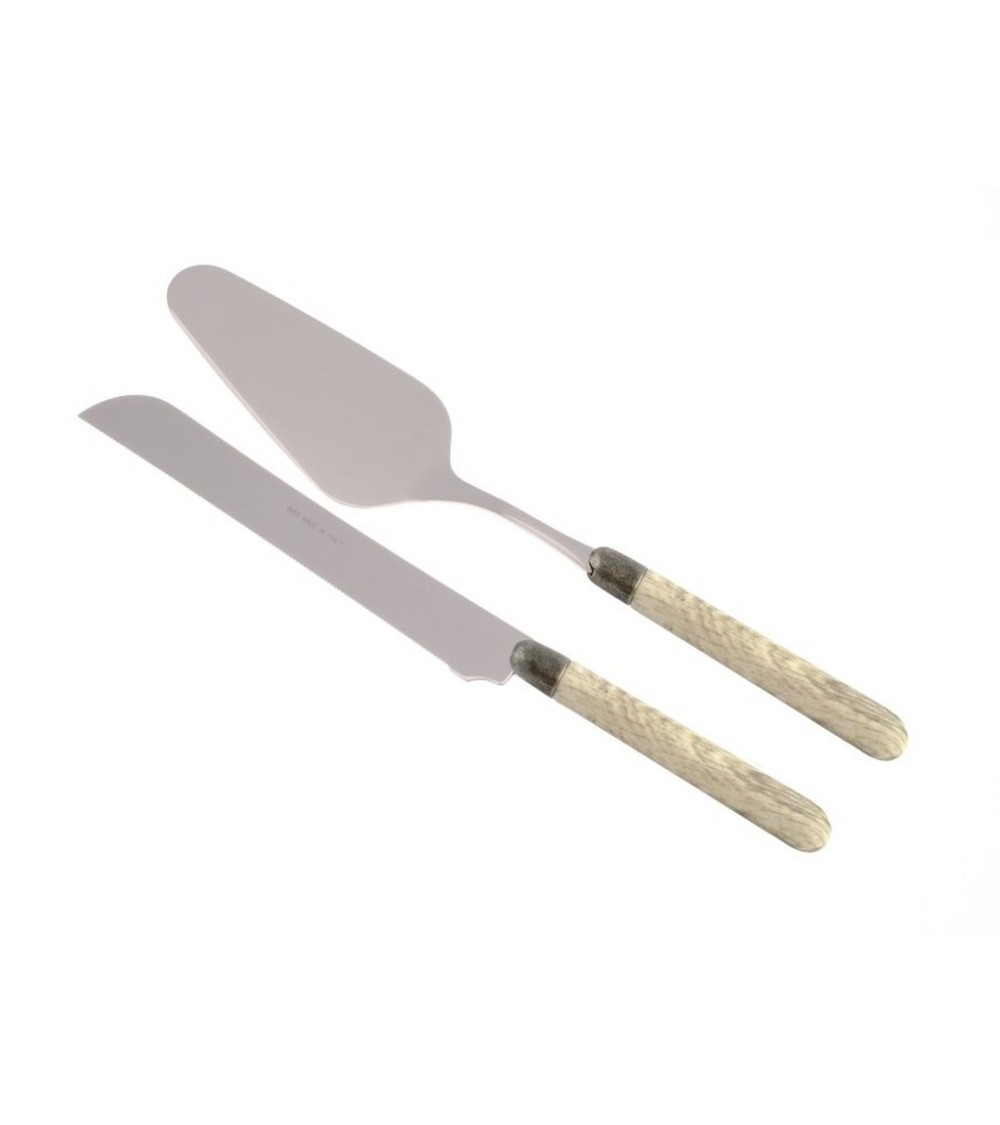 Cortina Set 2 Pezzi Pala e Coltello Torta - Manico Effetto Legno - 