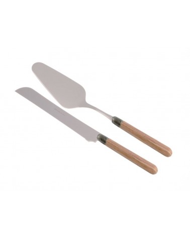 Cortina Set 2 Pezzi Pala e Coltello Torta - Manico Effetto Legno - 