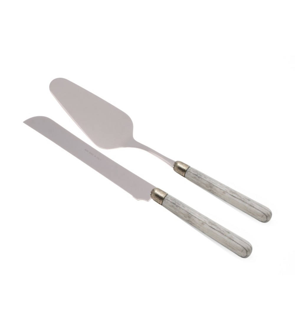 Cortina Set 2 Pezzi Pala e Coltello Torta - Manico Effetto Legno - 