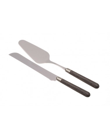 Cortina Set 2 Pezzi Pala e Coltello Torta - Manico Effetto Legno - 