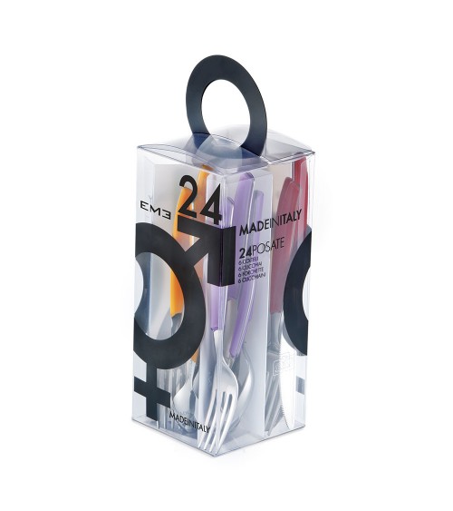Eme Posaterie - Mirage Set 24 Pezzi Posate Colorate in Confezione You & Me - 