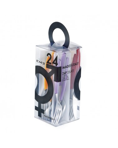 Eme Posaterie - Mirage Set 24 Couverts Colorés en Pack You & Me - 