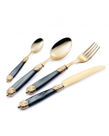 Eme Posaterie - Mirage Gold Set 75 Couverts Colorés dans Coffret Bois - 