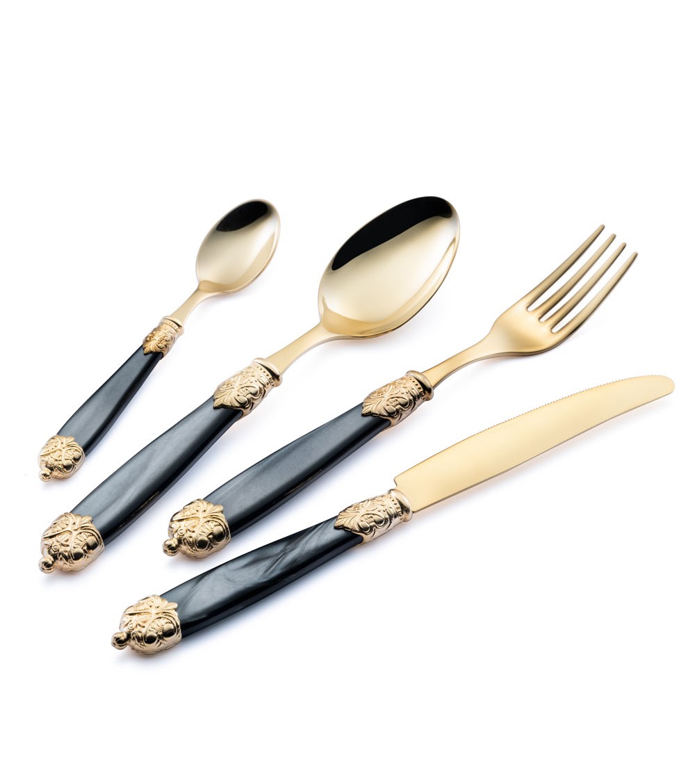 Eme Posaterie - Mirage Gold Set 49-teiliges farbiges Besteck im Etui -