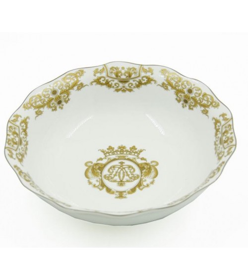 Porzellan -Salatschale mit goldenen Dekorationen - Blanche Royal -