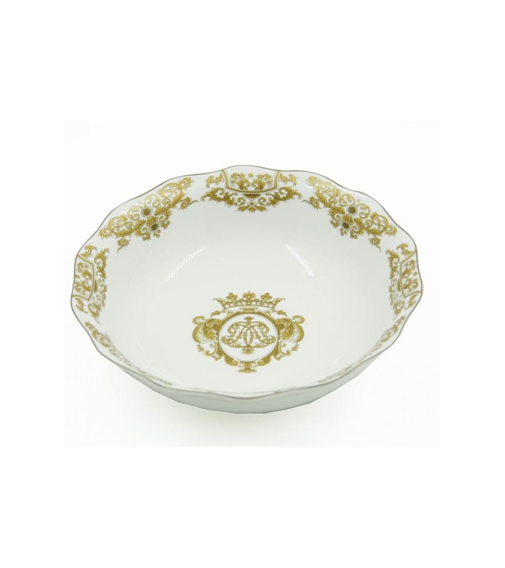 Porcelain salad bowl with golden decorations - Blanche Royal -