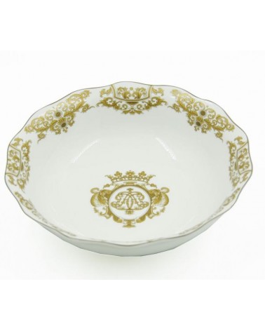 Porcelain salad bowl with golden decorations - Blanche Royal -