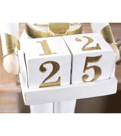 Casse-Noisette en résine blanche avec détails dorés et calendrier - 