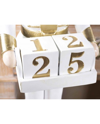 Casse-Noisette en résine blanche avec détails dorés et calendrier - 