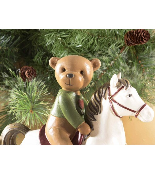 Rocking Horse in Resin with Support Bear -  - 