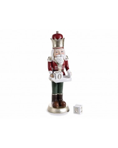 Nutcracker in Red and Green Resin with Golden Details and Removable Calendar -  - 
